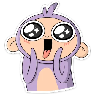 😱 61e36eff Dibujo animado, Mono, Emoji, Kawaii, Sticker, Adorable, Ojos grandes, Emocionado telegram sticker