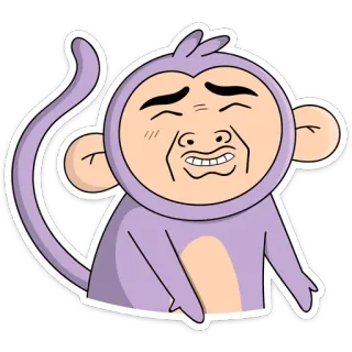 🥴 703f7527 mono, animal, dibujos animados, divertido, lindo, personaje, pegatina telegram sticker