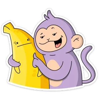 😐 78652a23 mono, plátano, dibujo animado, animal, fruta, lindo telegram sticker