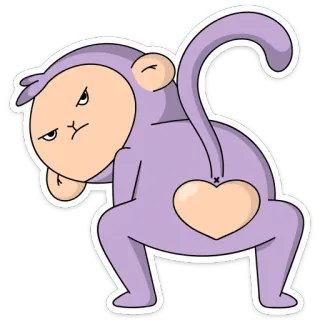 🍑 d6ce2b7a mono, animal, divertido, lindo, dibujos animados, travieso, corazón, trasero telegram sticker