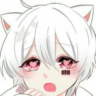 🥺 2bca31ff Anime, Orecchie da gatto, Kawaii, Carino, Occhi a cuore, Codice a barre telegram sticker