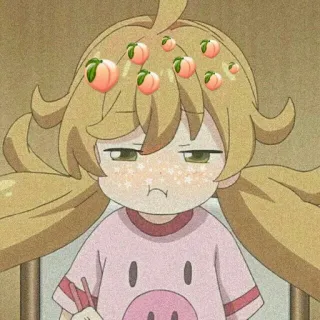 😔 ddb812fe Anime, Cartone animato, Ragazza, Pesche, Carino, Maiale, Imbronciato, Emoji telegram sticker