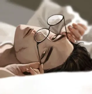 🍻 4b76aa6e ภาพเหมือน, แว่นตา, ผู้ชาย, นอน, ภาพประกอบ telegram sticker