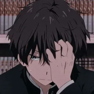 ⛓️ 9c7f52d6 อนิเมะ, เด็กผู้ชาย, เศร้า, ตัวละคร, นักเรียน, มังงะ telegram sticker