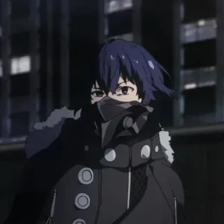 🛡️ b14bab56 อนิเมะ, ตัวละคร, ใส่หน้ากาก, มืด, เสื้อโค้ทกันหนาว telegram sticker