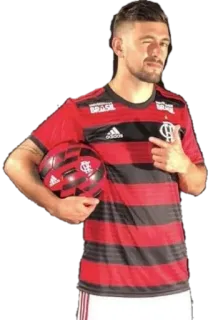 😘 000f46ee soccer, player, sports, football, red, black, athlete, ball telegram sticker