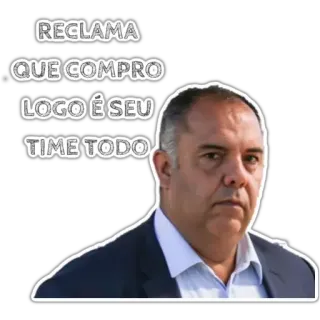 ❄️ 2d25c85d RECLAMA QUE COMPRO LOGO É SEU TIME TODO man, suit, portrait, quote, text, expression telegram sticker