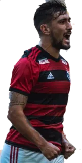 🔥 a37491af soccer player, sports, athlete, red and black, jersey telegram sticker