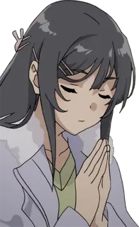 🙏 9023a589 Anime, Gadis, Mata tertutup, Berdoa, Karakter whatsapp sticker