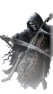 😱 3bd87d5c Grim Reaper grim reaper, skeleton, cello, music, death, spooky telegram sticker