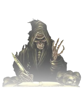 😱 69885a2c death, grim reaper, skeleton, dark, creepy, horror, writing, book telegram sticker