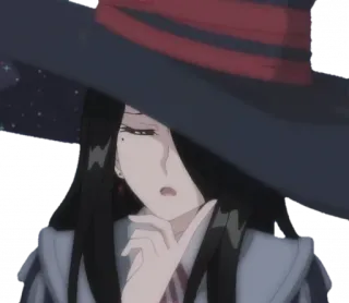 🤔 139a769b Аниме, Ведьма, Магия, Женщина, Шляпа, Мультфильм whatsapp sticker