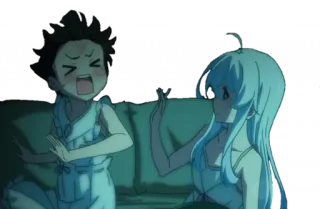 🤏 2b376efe Аниме, Мальчик, Девочка, Мультфильм, Пижама, В помещении whatsapp sticker