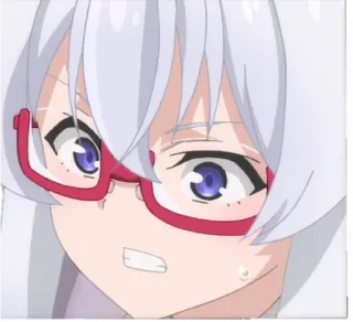 😱 582b46a6 Аниме, Девушка, Очки, В замешательстве, Пот, Выражение лица, Милая whatsapp sticker