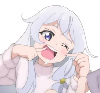 🤪 6060c277 Аниме, Мультфильм, Белые волосы, Персонаж, Милый, Счастливый whatsapp sticker