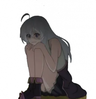 😰 69824171 Аниме, Девушка, Персонаж, Грустный, Плачущий, Одинокий whatsapp sticker