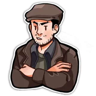 😠 0d28eb7e uomo, ritratto, cartone animato, giacca, cappello, serio, illustrazione telegram sticker