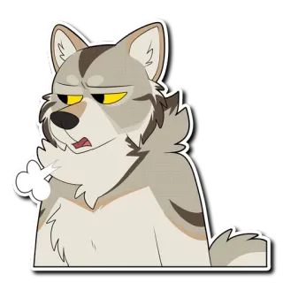 😒 2a9ae8ed wilk, zwierzę, kreskówka, futrzak, niezadowolony telegram sticker