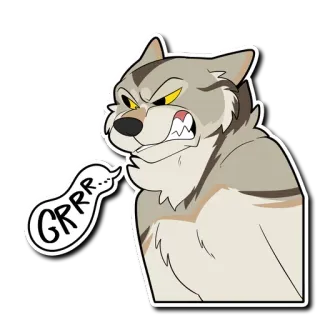 😠 7d73ff87 GRRR... Wilk, Zwierzę, Zły, Warczenie telegram sticker