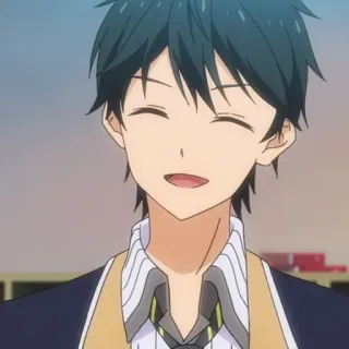 💙 0aee7967 аниме, парень, улыбается, милый, персонаж whatsapp sticker