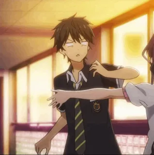 💙 27f6aee9 Аниме, Школьная форма, Мультфильм, Взаимодействие, Подростки whatsapp sticker