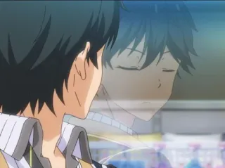 💠 536c5837 аниме, парень, грустный, отражение whatsapp sticker