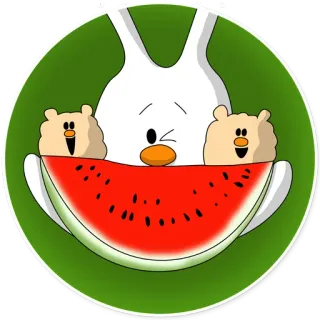 🍉 25ec7ec0 การ์ตูน, แตงโม, สัตว์, สติกเกอร์ telegram sticker