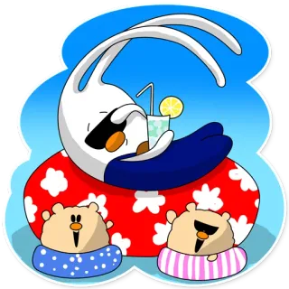 😎 291e746f การ์ตูน, ชายหาด, ว่ายน้ำ, ฤดูร้อน, สัตว์, ผ่อนคลาย telegram sticker