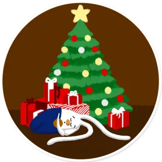 😴 7a2b753e คริสต์มาส, ต้นคริสต์มาส, ของขวัญ, ตัวละคร, การ์ตูน telegram sticker