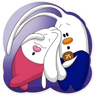😱 297ecc8e lapin, mignon, dessin animé, lapin, sommeil, couple, câlin, amour telegram sticker