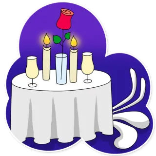 👫 932b33b9 rose, bougie, romance, table, dîner, fête telegram sticker