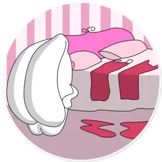 😬 93438e02 chambre, lit, oreillers, rose, blanc, dessin animé telegram sticker