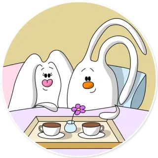 ☕ bf9cb624 dessin animé, lapin, thé, petit déjeuner, mignon, fleur telegram sticker