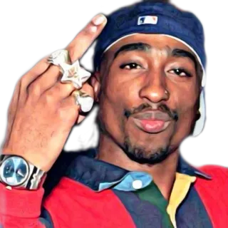 🔫 29064527 2Pac 2Pac, Rapper, Stinkefinger, beleidigende Geste, Musik, Hip Hop telegram sticker