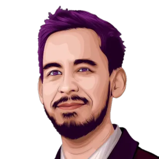 🎸 94340336 Porträt, Mann, Cartoon, lila Haare, Illustration telegram sticker