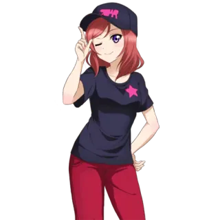 😏 6f98b941 애니메이션, 소녀, 만화, 캐릭터, 윙크, 모자, 별, 캐주얼 telegram sticker