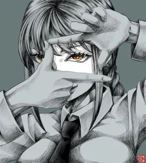 🌟 1b717d85 Makima Chainsaw Man อนิเมะ, มังงะ, ผู้หญิง, ตัวละคร, มาคิมะ whatsapp sticker