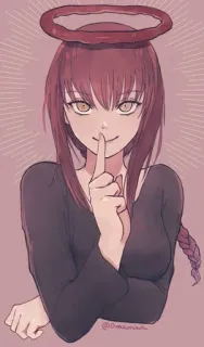 🌟 1c71614c Makima Chainsaw Man อนิเมะ, มาคิมะ, เชนซอว์แมน, แฟนอาร์ต, ผมแดง whatsapp sticker