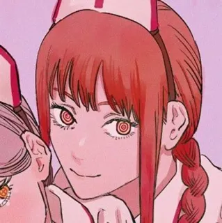 🌟 9000823a Makima Chainsaw Man อนิเมะ, Chainsaw Man, Makima, การ์ตูน, พยาบาล, ผมแดง whatsapp sticker