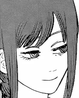 😏 a68f34fe Makima Chainsaw Man มาคิมะ, เชนซอร์แมน, อนิเมะ, มังงะ, ยิ้มเยาะ, ผู้หญิง whatsapp sticker