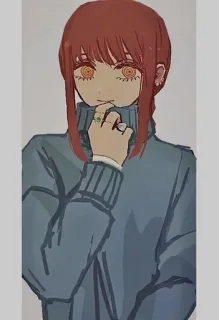 🌟 ce587901 Makima Chainsaw Man อนิเมะ, ผมแดง, ตาก้นหอย, แฟนอาร์ต, chainsaw man, makima whatsapp sticker