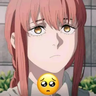 😏 7b260352 Makima Chainsaw Man アニメ, キャラクター, 悲しい, 感情, 表情, 漫画 telegram sticker