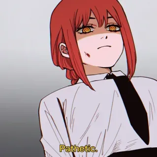😨 a5ca0d93 Makima Chainsaw Man Pathetic. アニメ, チェンソーマン, マキマ, 情けない, 漫画, 赤い髪, 優越感 telegram sticker