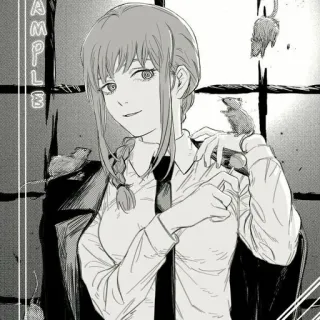 ✨ 2b8664cc Makima Chainsaw Man SAMPLE Anime, Manga, Chainsaw Man, Makima, Ratte, Ratten, Niedlich whatsapp sticker