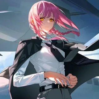 ✨ 4450ed0c Makima Chainsaw Man Anime, Pinke Haare, Chainsaw Man, Makima, Weiblich, Charakter, Anime Mädchen whatsapp sticker