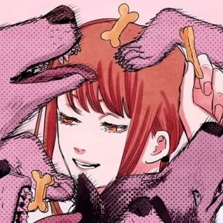 🍒 077ea818 Makima Chainsaw Man Anime, Mangá, Makima, Chainsaw Man, Cachorro, Personagem telegram sticker