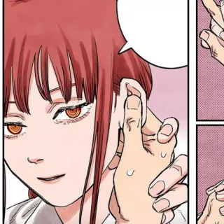 🍒 a25e8a41 Makima Chainsaw Man Anime, Mangá, Chainsaw Man, Makima, Cabelo vermelho, Sorriso telegram sticker