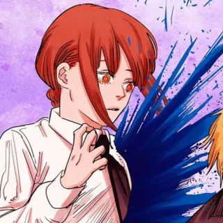 🍒 a89f7c37 Makima Chainsaw Man Anime, Chainsaw Man, Makima, Mangá, Cabelo Vermelho, Personagem telegram sticker