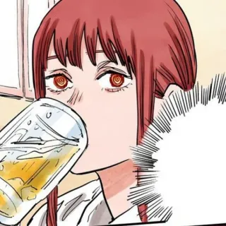 🍒 d9e2c64b Makima Chainsaw Man Anime, Mangá, Chainsaw Man, Makima, Personagem, Bebendo telegram sticker
