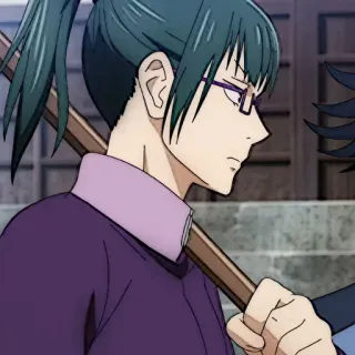 💫 0ac36f41 Maki Zenin Jujutsu Kaisen Anime, Manga, Jujutsu Kaisen, Maki Zenin, Charakter, Brille, Waffe telegram sticker